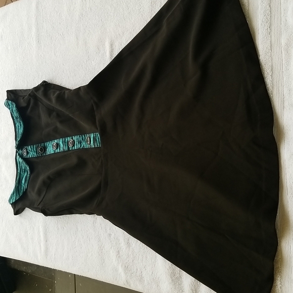 Vintage Dresses & Skirts - Vintage women's black dress turquoise and black zebra accents no tags